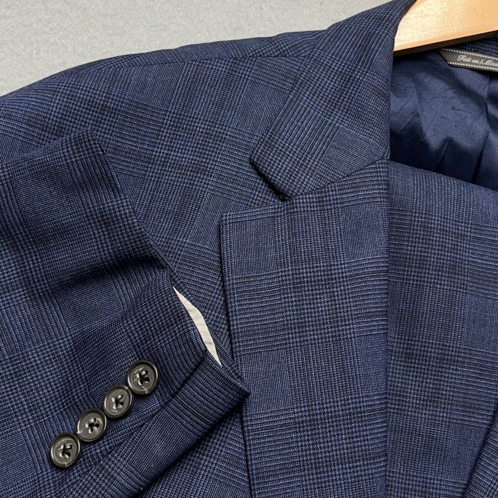 Pattelli Barneys NY Loro Piana Wool Suit Blue Plaid Napoli CT 2pc 42–44R Fit